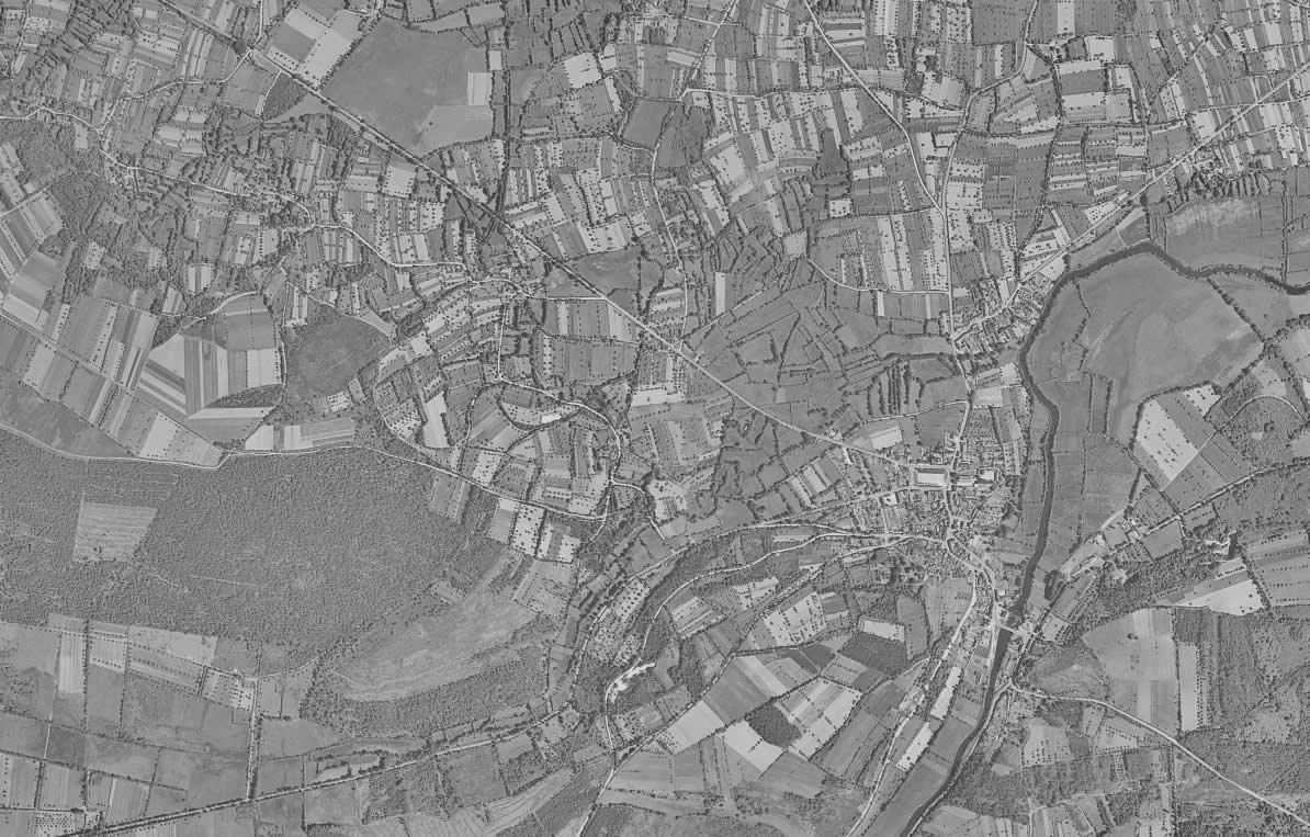 Carte vue aérienne 1950-1965 - La Gacilly
